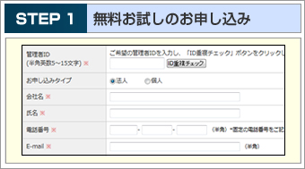 お試し版導入の流れSTEP1